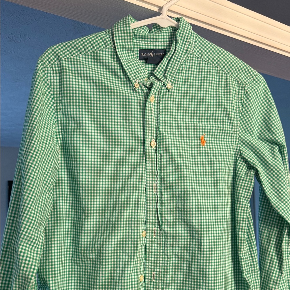 Ralph Lauren Green Checkered Boys Shirt